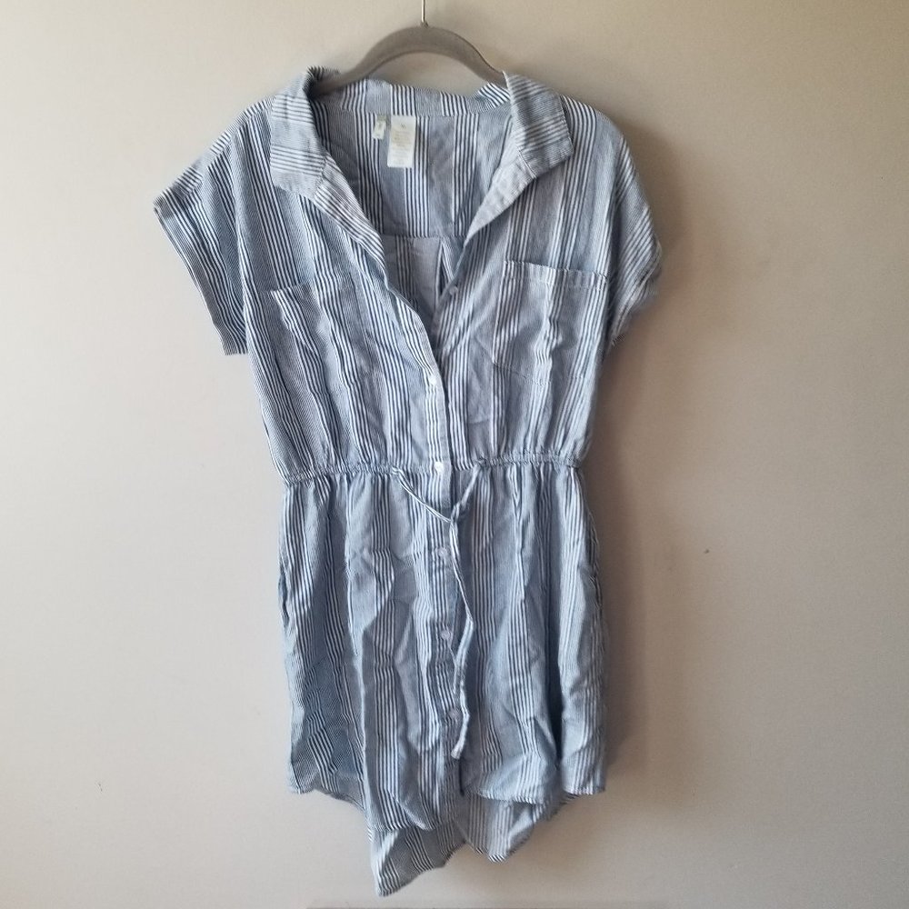 Blue and White Striped Japna Dress - Size Medium